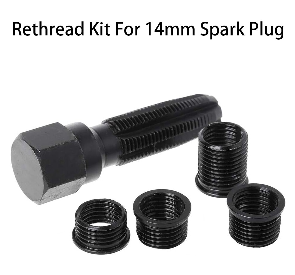 14mm Spark Plug Rethreader Repair Kit with Tap Tool and Inserts for Auto Car