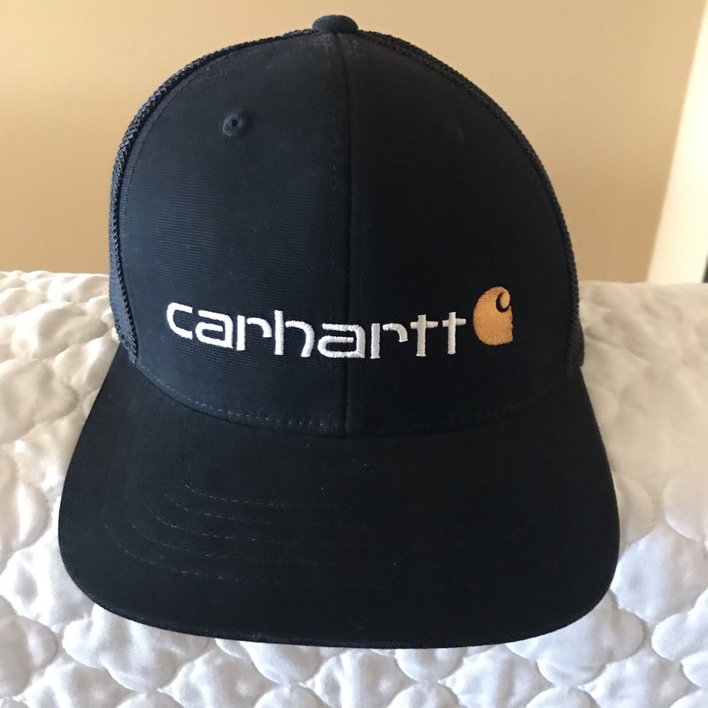 Carhartt OSFA Flex Fit Hat Mesh Black With Logo Embroidered Workwear Trucker Cap