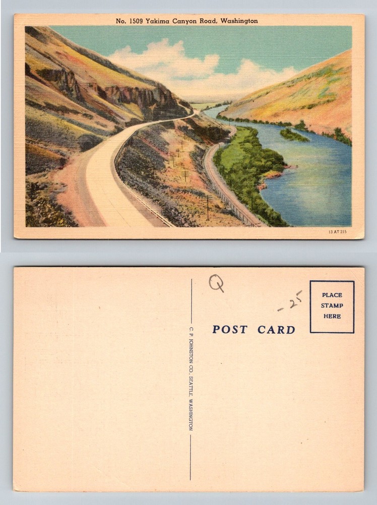 Yakima, WA-Washington, Yakima Canyon Road River and Cliffs View Vintage Postcard