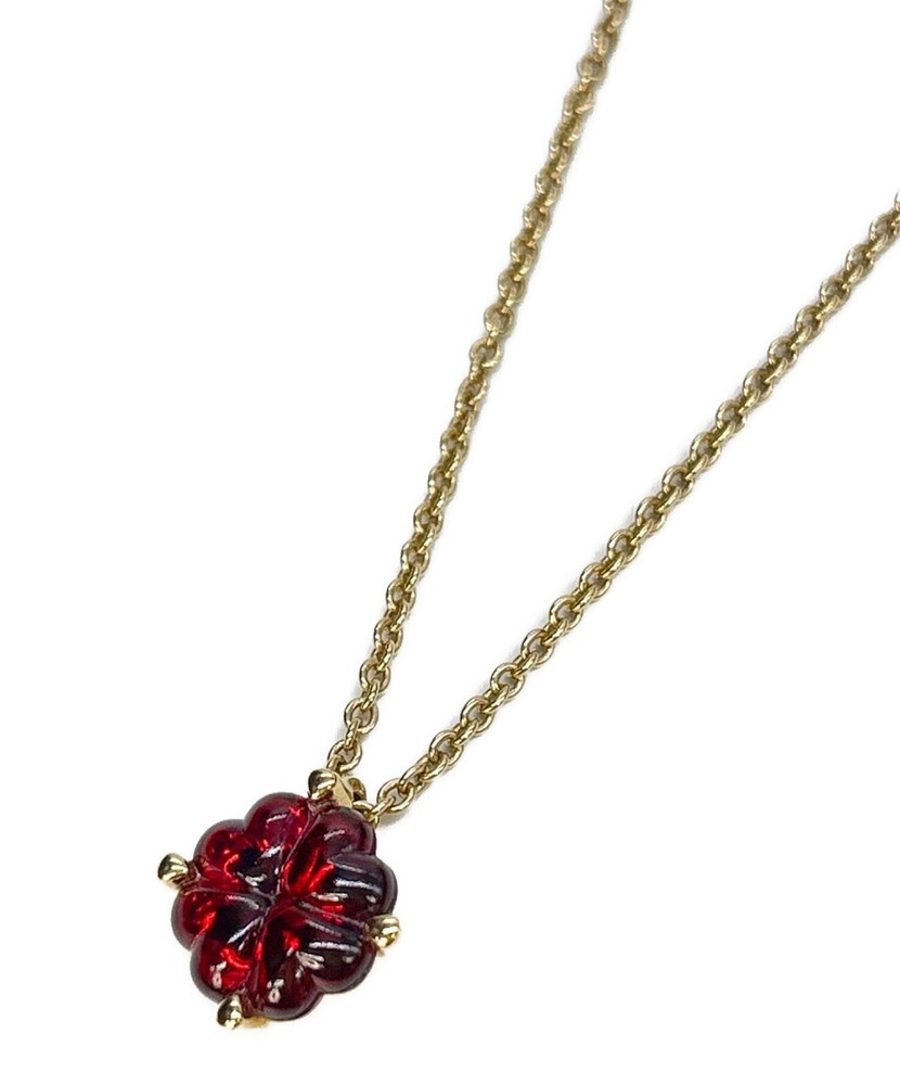 Baccarat Red Clover 18K Gold Plated Necklace 16 Inch w Box
