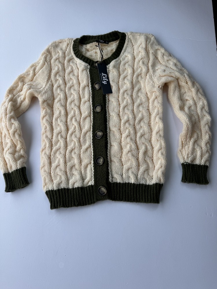 Vintage Cable-Knit Button Front Sweater for Women By Lily & Firmiana Size M
