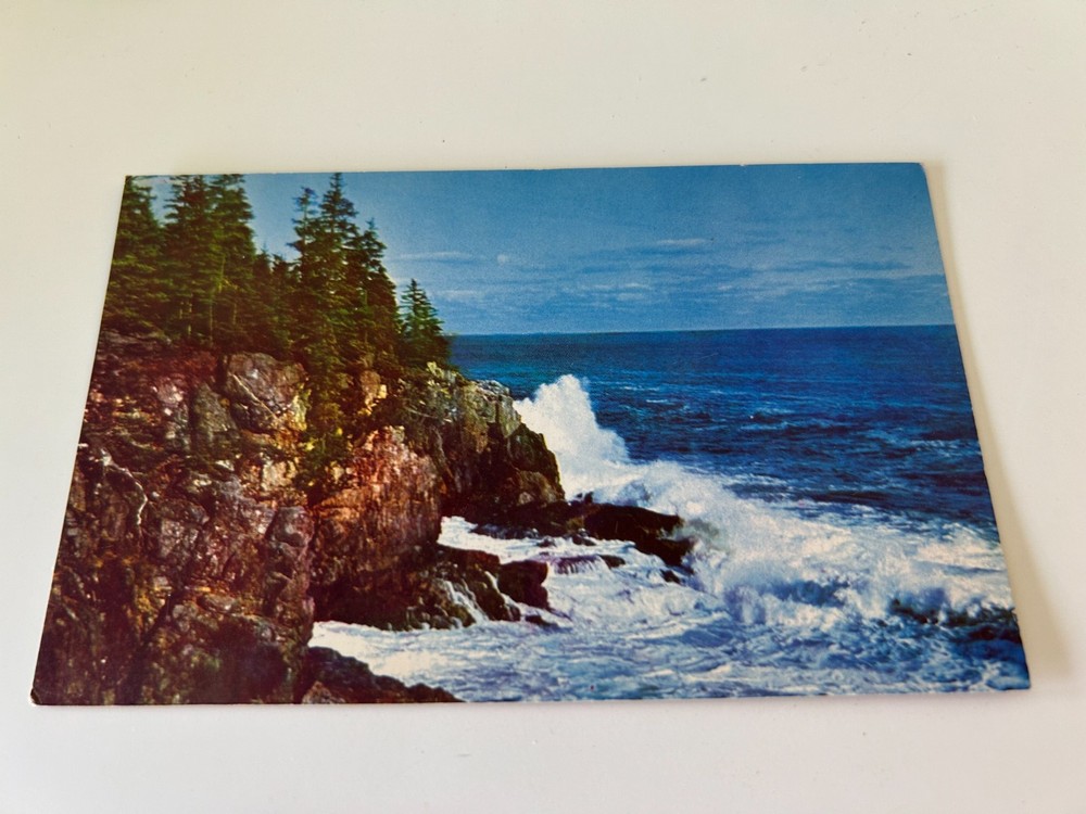 Otter Cliff Bar Harbor Maine Surf Breaking Acadia National Park Postcard-image