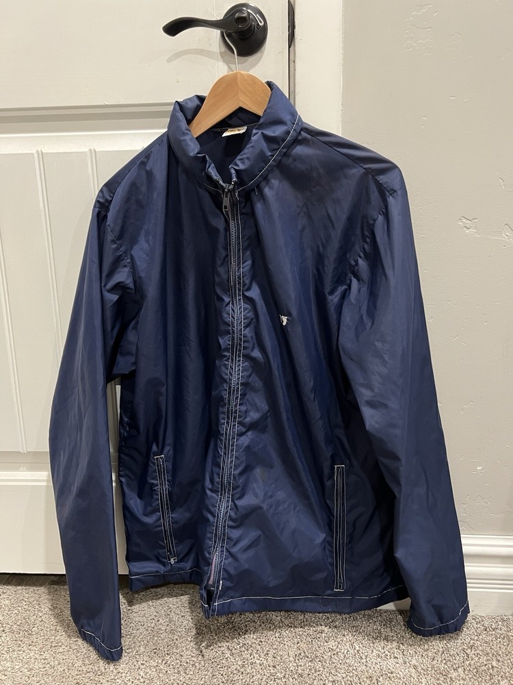 Vintage Navy Blue Hang Ten Wind Jacket, Rain Coat, Size Large