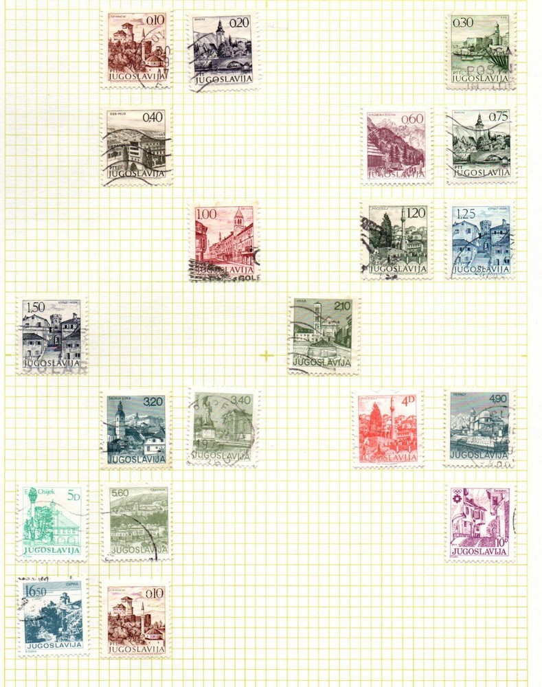 Yugoslavia selection of 20 used stamps mounted on album page (36).