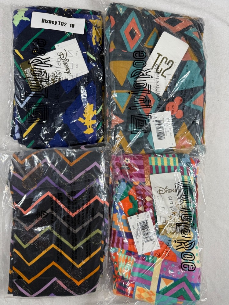 4 Pair of Disney Tall & Curvy 2 LuLaRoe Mickey Mini Mouse Yoga Leggings TC2 10