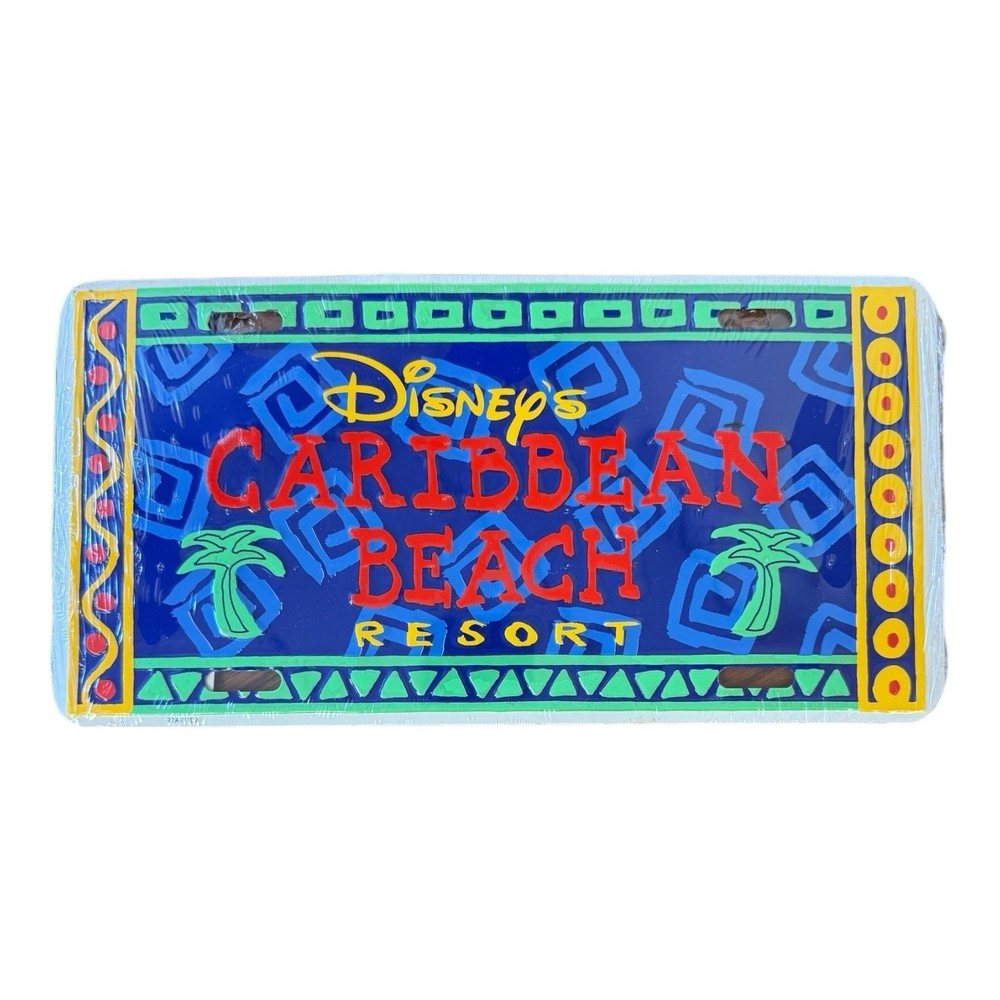 1997 Caribbean Beach Resort Palm Tree Metal License Plate Sign Disney Sealed