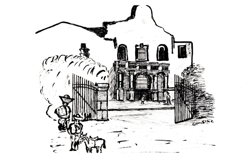 San Antonio TX Texas Artist's Sketch of the Alamo Chrome Postcard