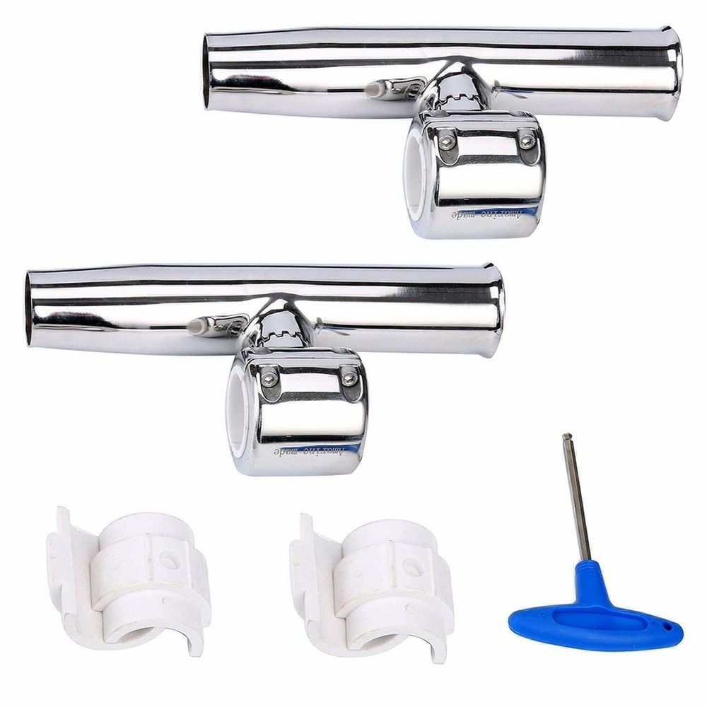 2PCS Stainless Clamp on Fishing Rod Holder for Rails 1-1/2