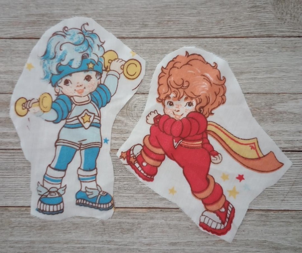 rainbow brite red butler fun fabric buddy blue scrap  6 inch 2pc