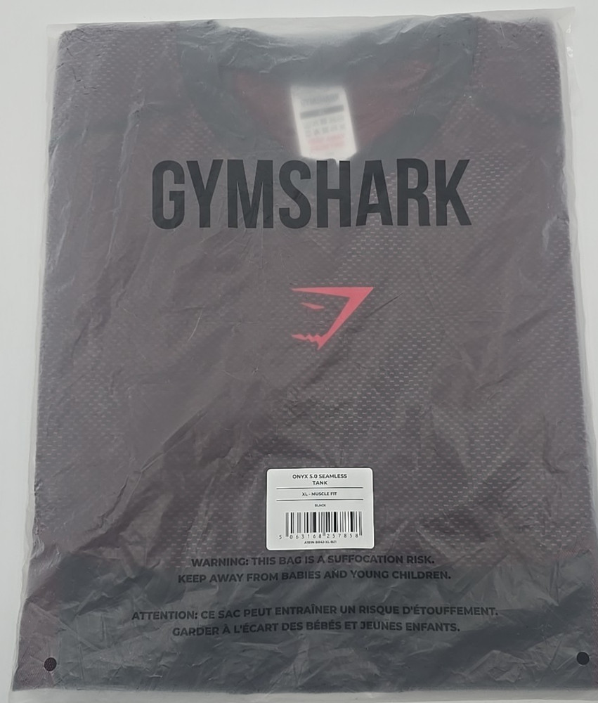 Gymshark Onyx 5.0 Seamless Tank - Black/Carmine Red - XL - IN HAND SHIPS TODAY