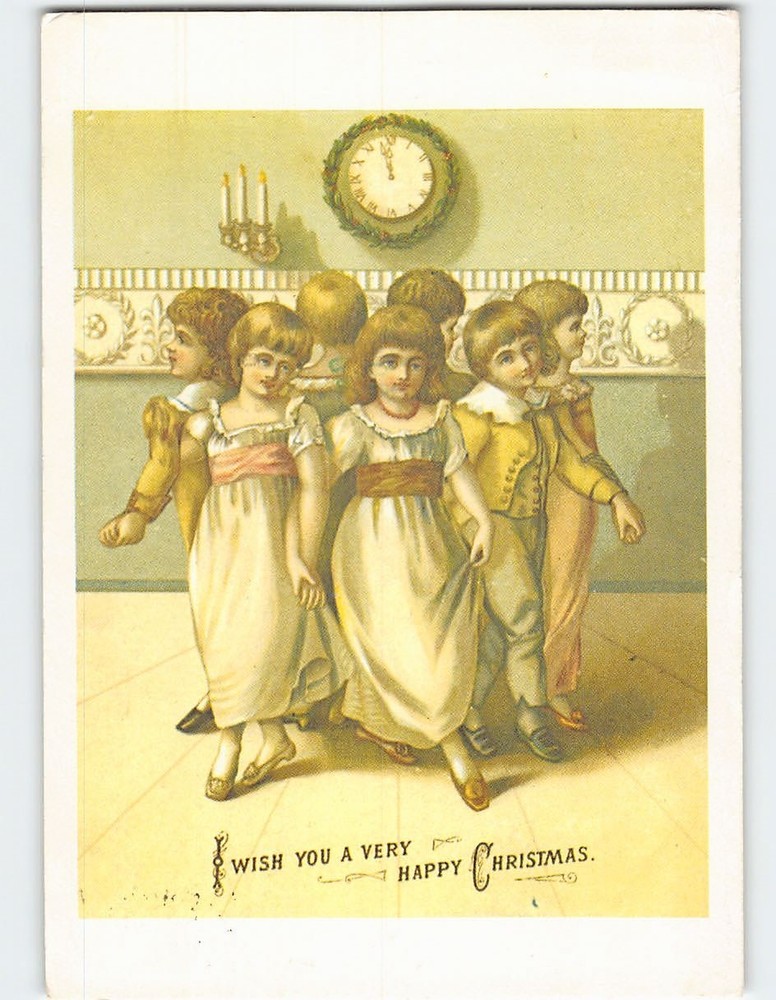 Postcard Wish You A Very Happy Christmas Children Forming A Circle Art Print