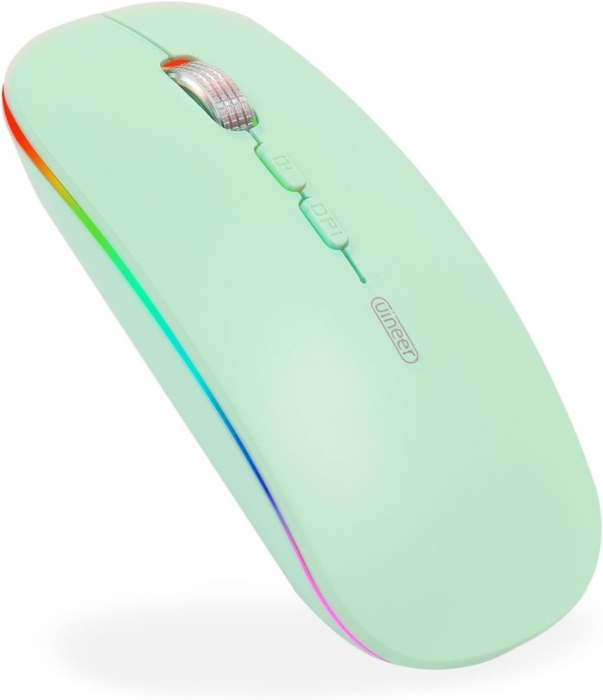 Wireless Silent Bluetooth Mouse Rechargeable LED Green BT 5.1 & 2.4G