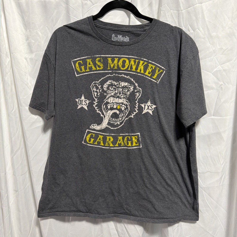 Gas Monkey Garage Logo Men’s Grey T-Shirt Sz. XL Dallas Texas