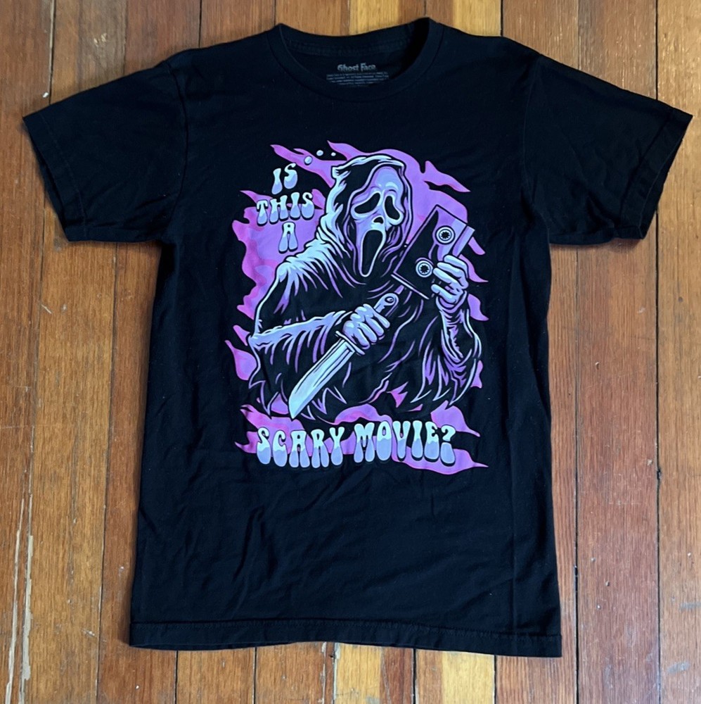 Ghostface is this a scary movie graphic print T-shirt black small Scream Horror