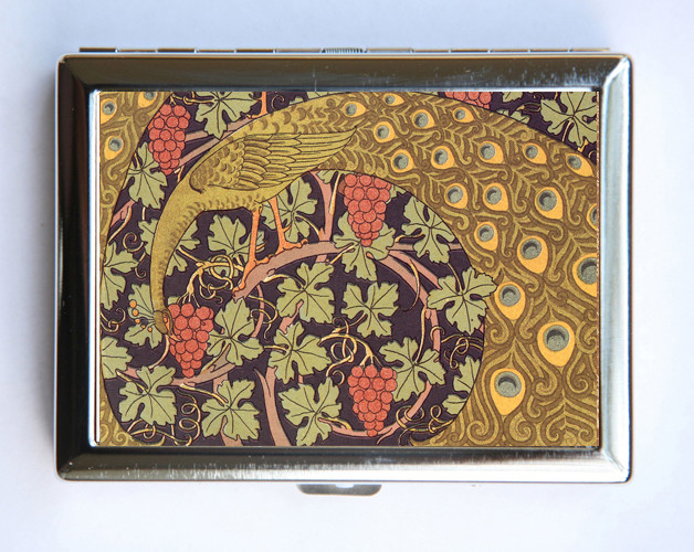 Art Nouveau Peacock Cigarette Case Wallet Business Card Holder