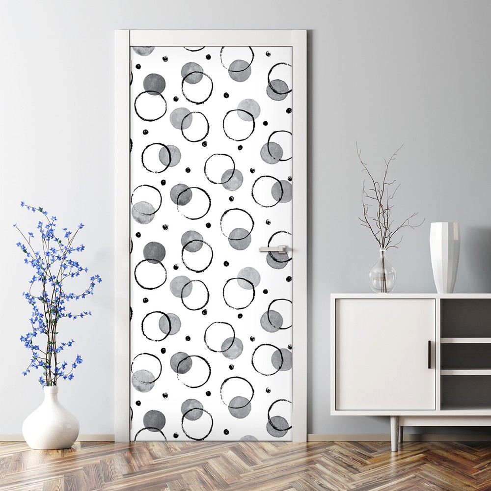 Aquarelle ink circles Renters Geometric Self Adhesive Door Decal self-adhesive