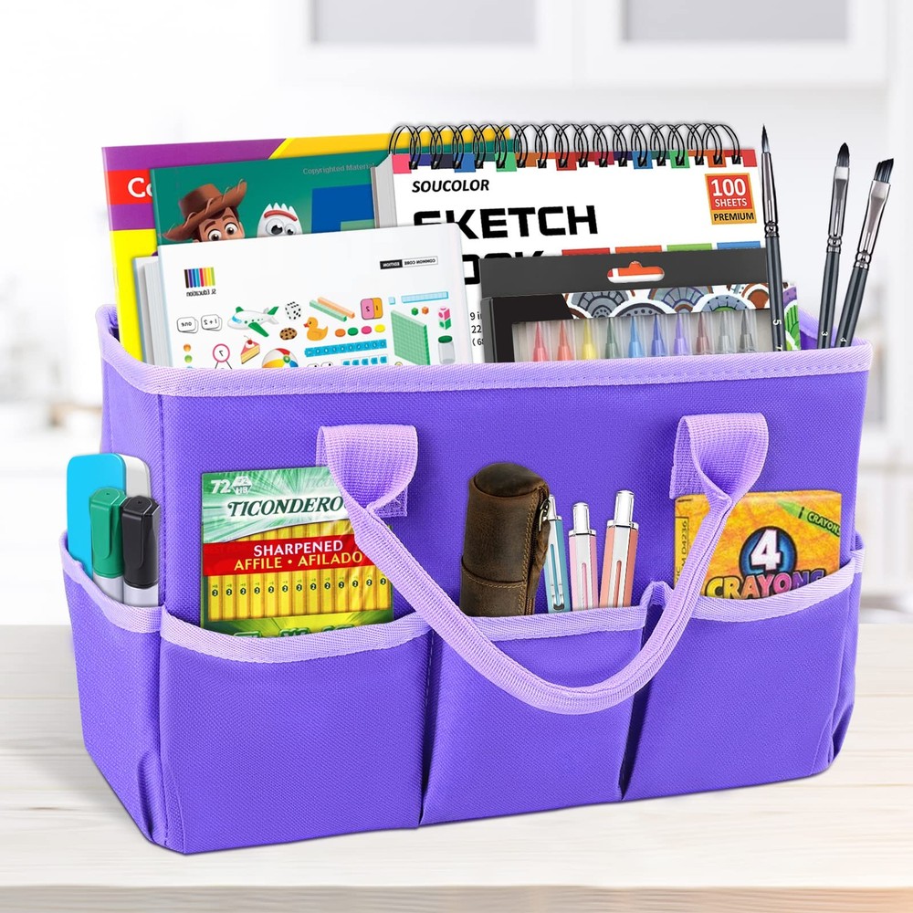 Desktop Tote and Organizer, Teacher Helper caddy Bag for Arts, Books, Station...