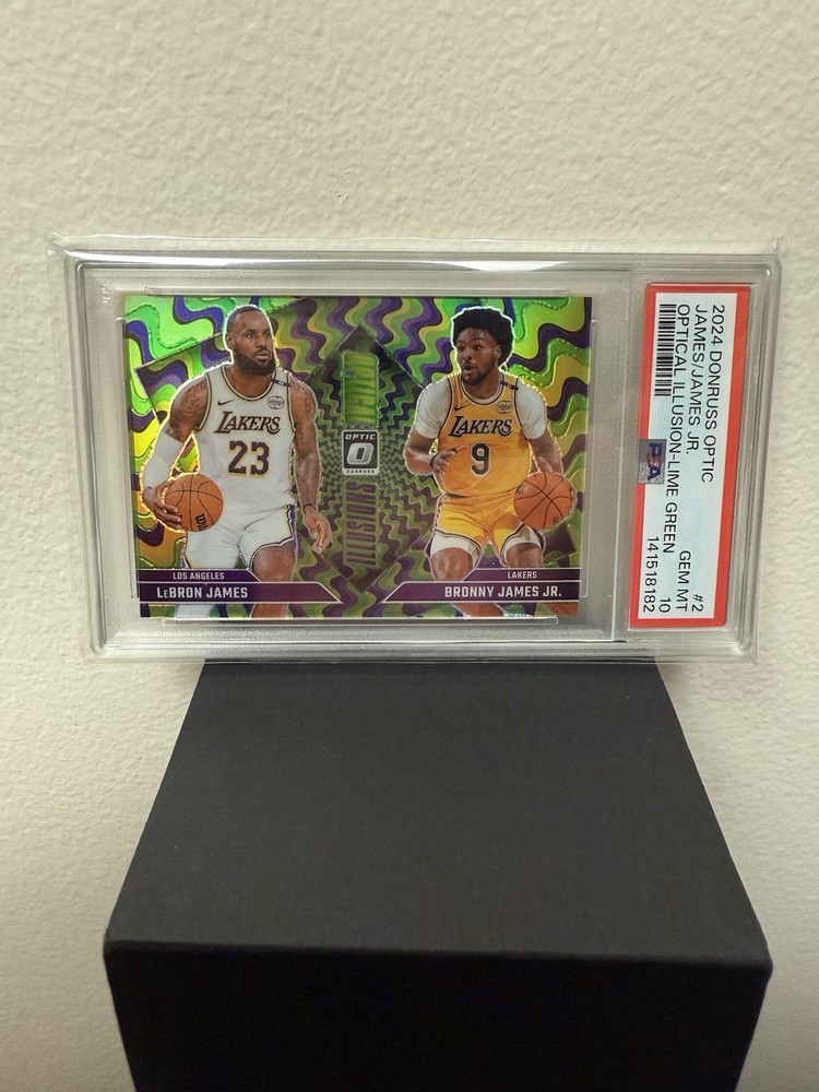 2024 Donruss Optic LeBron James/Bronny James Jr Optical Illusions /199 PSA 10 RC