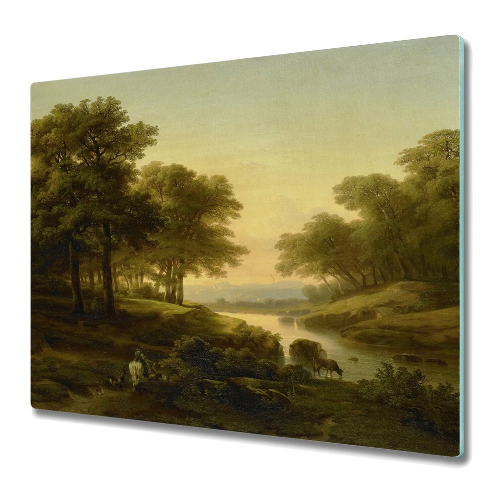 Glass Induction Ceramic Hob Cover River Sunset design paper Home 60x52