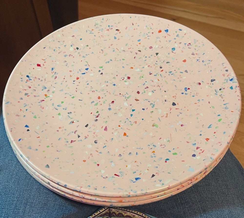Zak! Designs Melamine Pink Speckled Confetti Dinner Plate 11