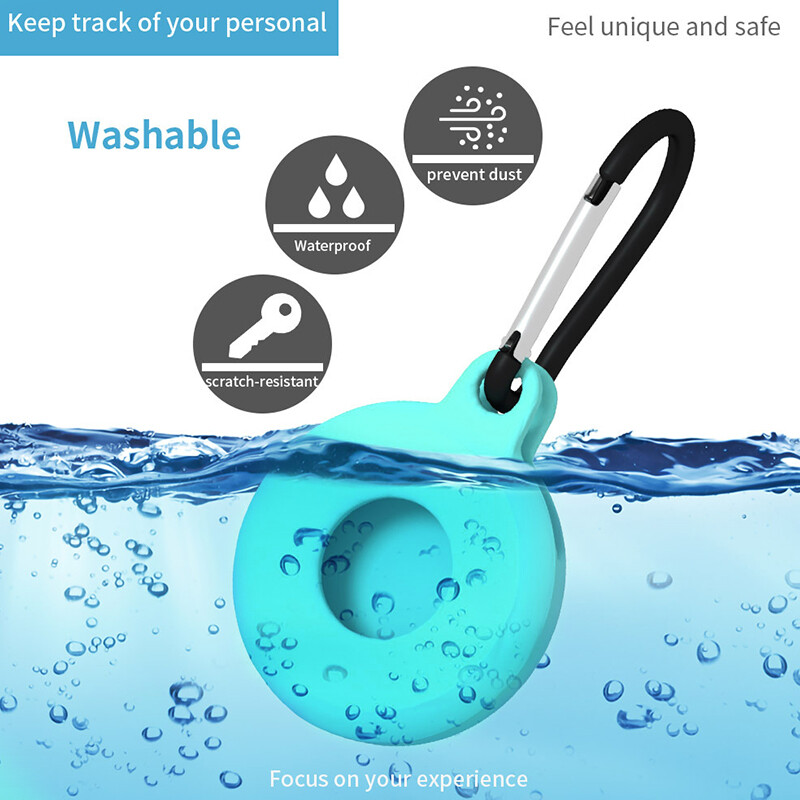 Slim Silicone Case for Apple AirTag with Carabiner Clip and Protective Cover
