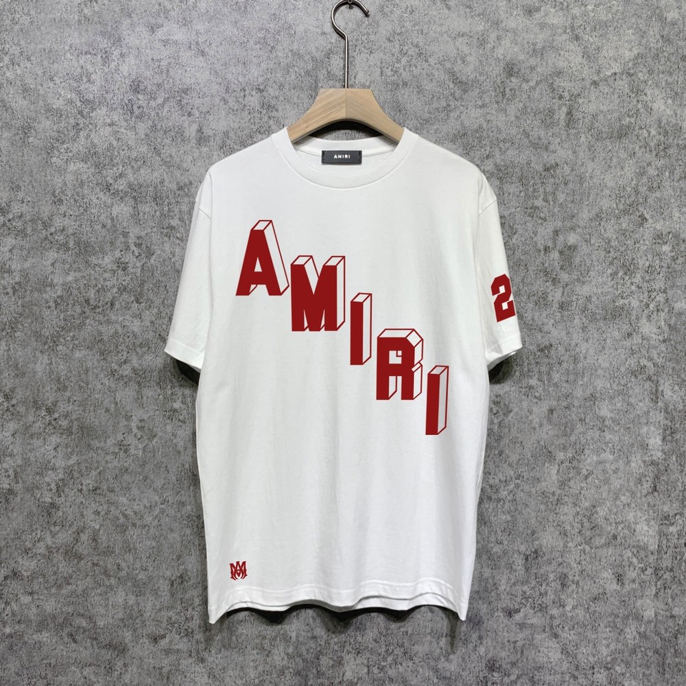 Amiri T Shirt Men’s Short Sleeve Shirt White Red letter Size XXL
