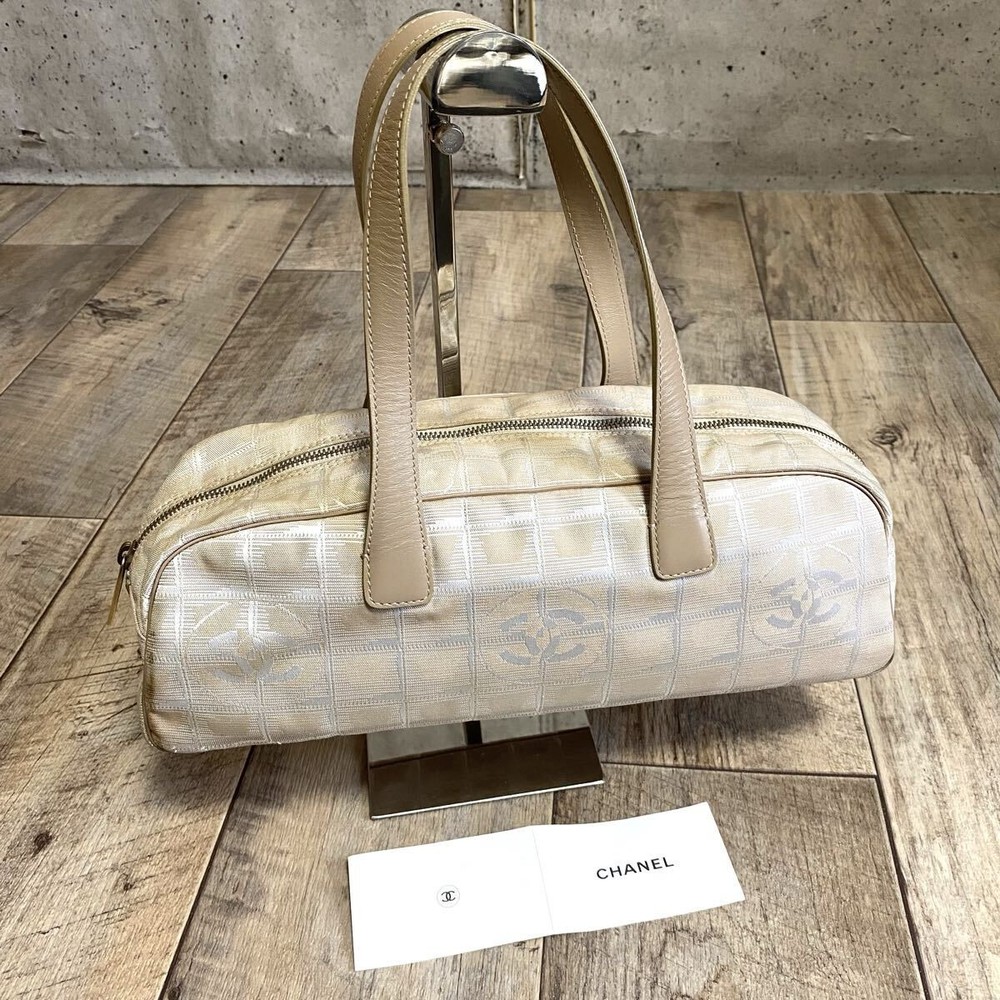 CHANEL Mini Boston Bag in Beige Canvas & Leather Travel Line Collection