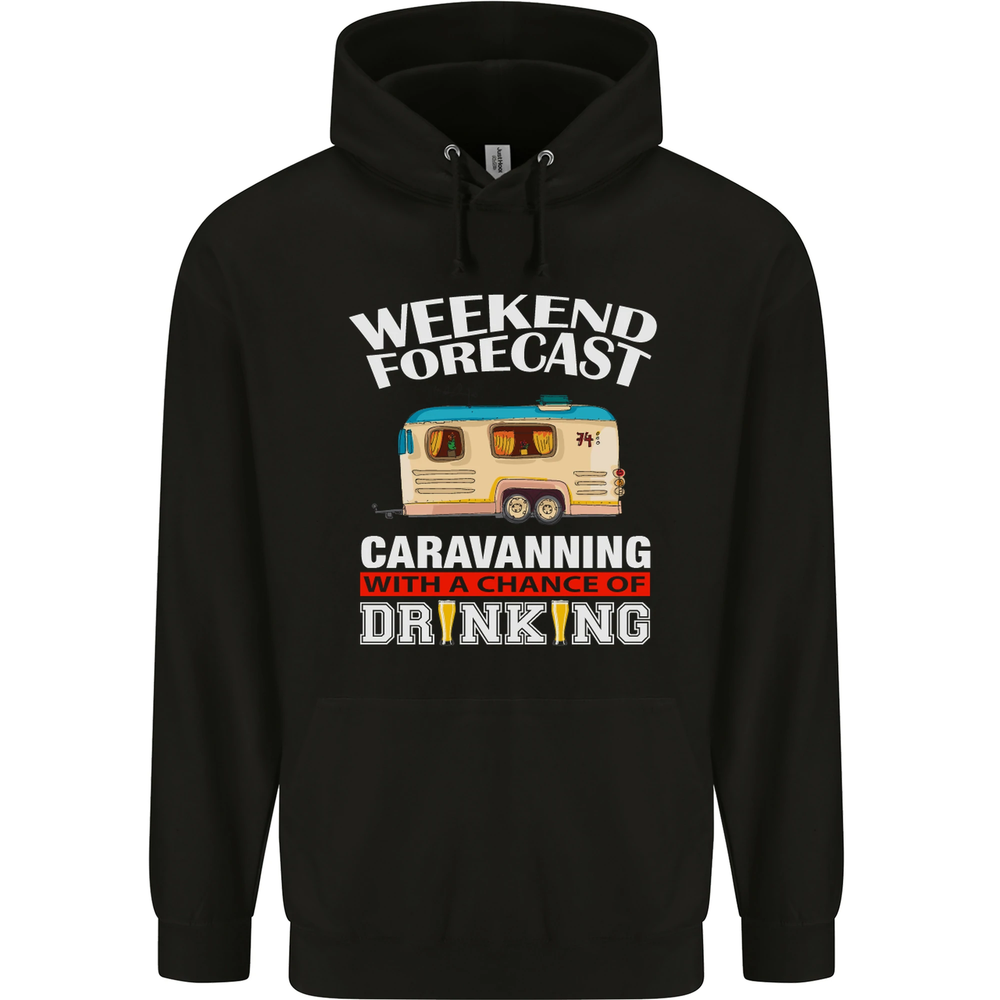 Caravan Weekend Forecast Caravanning Mens 80% Cotton Hoodie