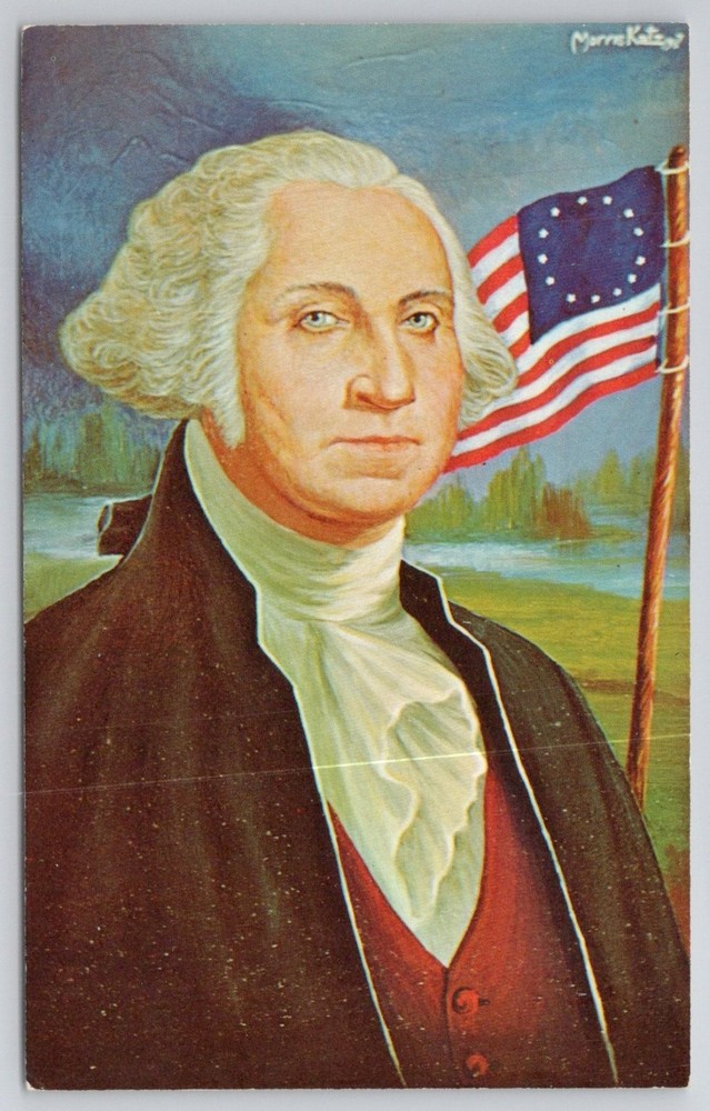 George Washington 1st US President Portrait Art Postcard 1967 Morris Katz