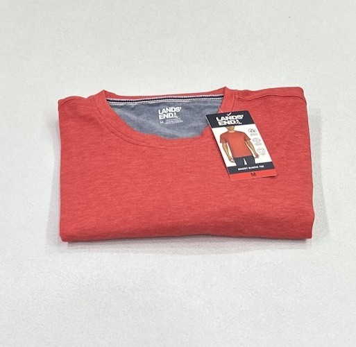 Lands' End Men's Classic Fit 4-Way Stretch Tee, Red, Size M
