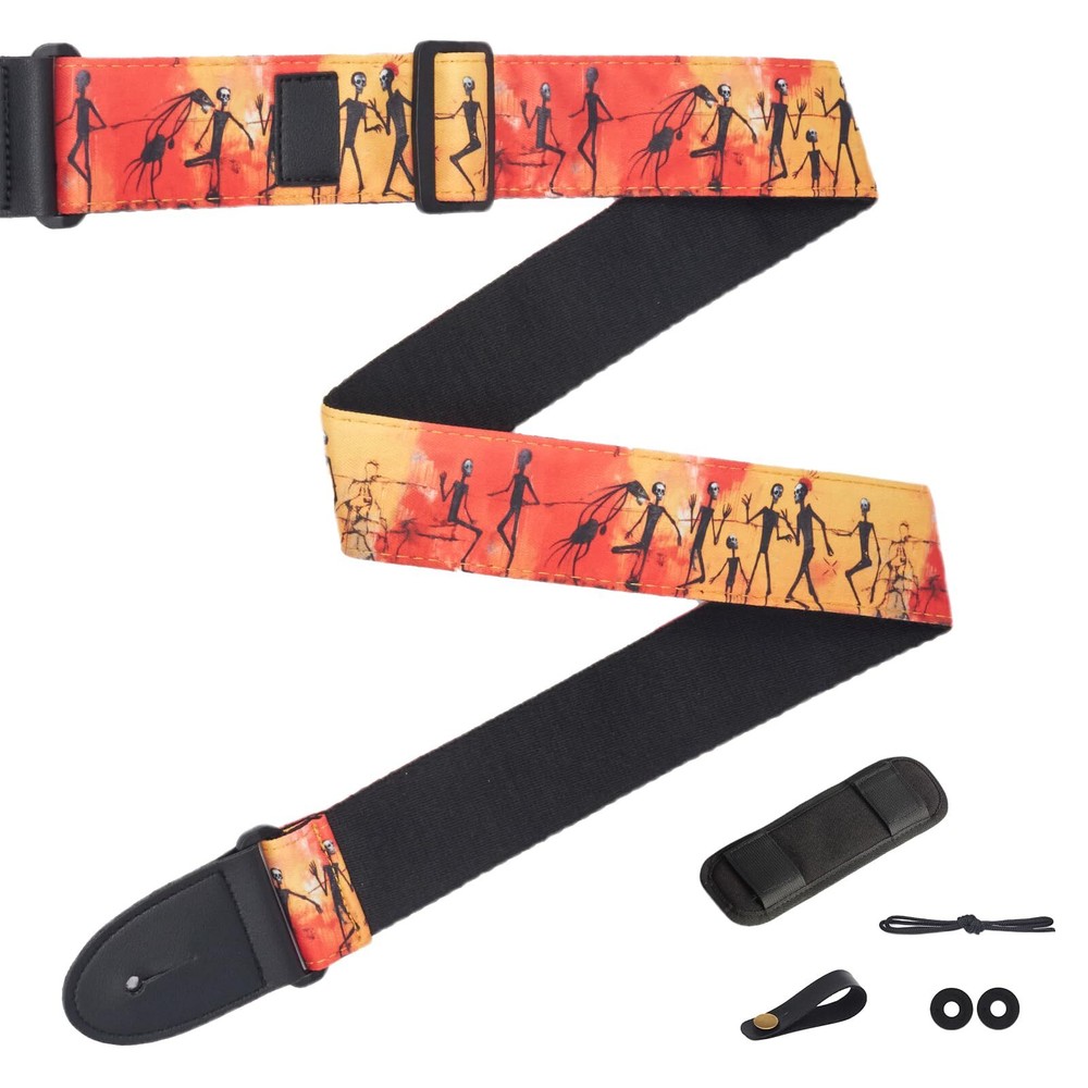 Electric & Acoustic Guitar Strap — Dead Skull Soft Cotton Adjustable Padded S...