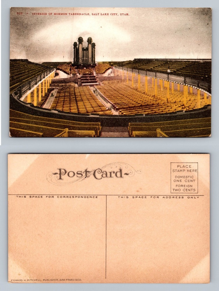 Salt Lake City, UT-Utah, Mormon Tabernacle Interior Card Vintage Postcard
