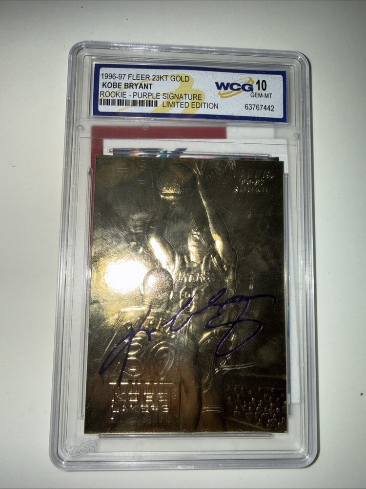 1996-97 FLEER 23KT GOLD KOBE BRYANT ROOKIE-PURPLE SIGNATURE LIMITED ED. WCG 10