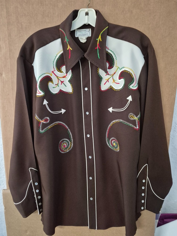 HbarC vintage western Brown embroidered shirt 24