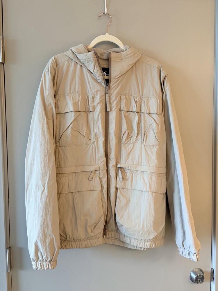 Hollister Men's Fall / Winter Coat Large White Fleece Pockets