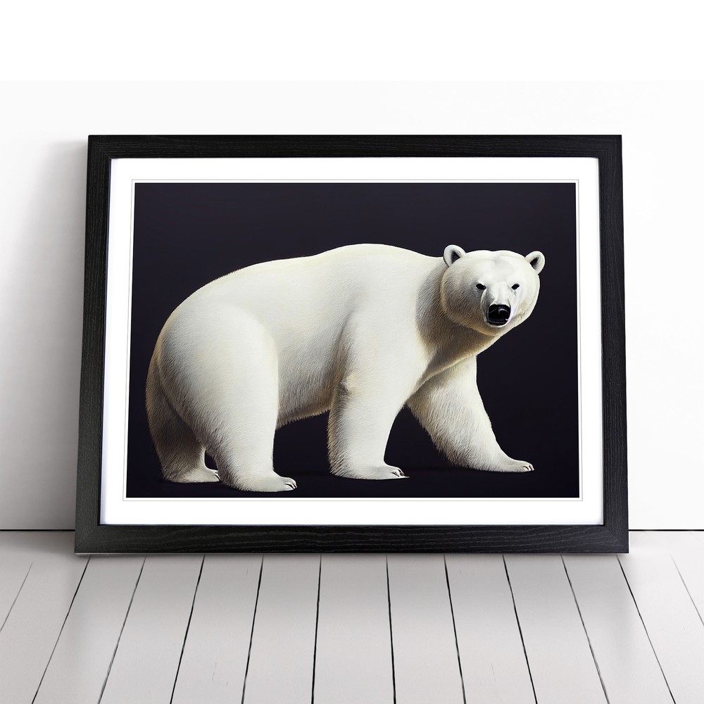 The Enticing Polar Bear Framed Canvas Wall Art Print Poster Picture, Home Decor