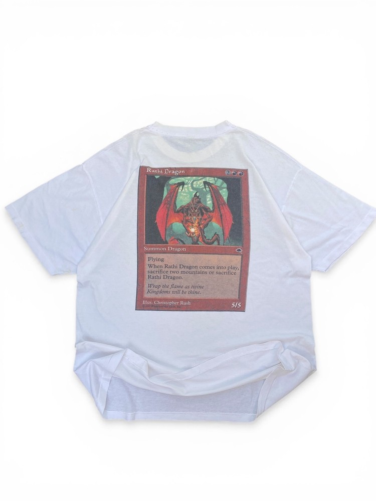 Vintage Magic The Gathering Rathi Dragon T Shirt 1997 MTG Spell Card Tee XL