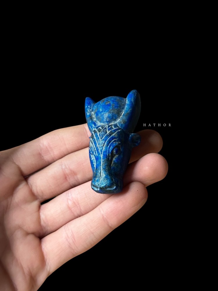 Goddess Hathor Amulet - Authentic Egyptian Craftsmanship from pure lapis lazuli