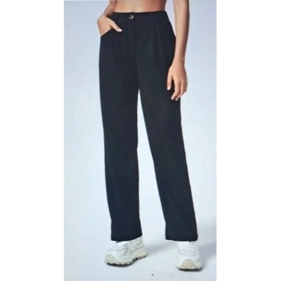 Halara Womens Flex Straight Leg Zip Front Waffle Dress Pants Black Size M New With Tags