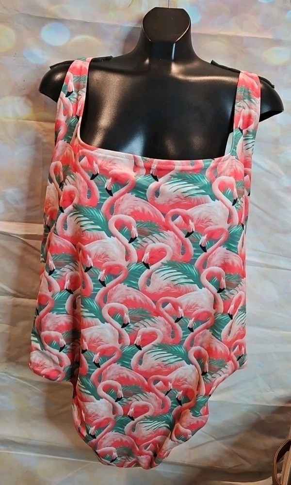 Old Navy Women plus size 4X Pink Flamingo One Piece Bathing, swimsuit