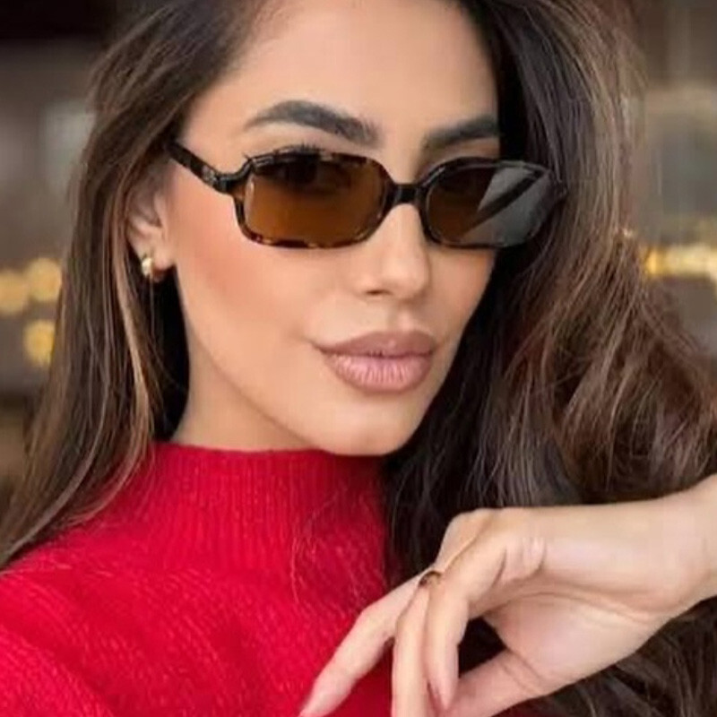 Fashion Rectangle Sunglasses Womens Men 2025 New Brand Designer Small Black Sun