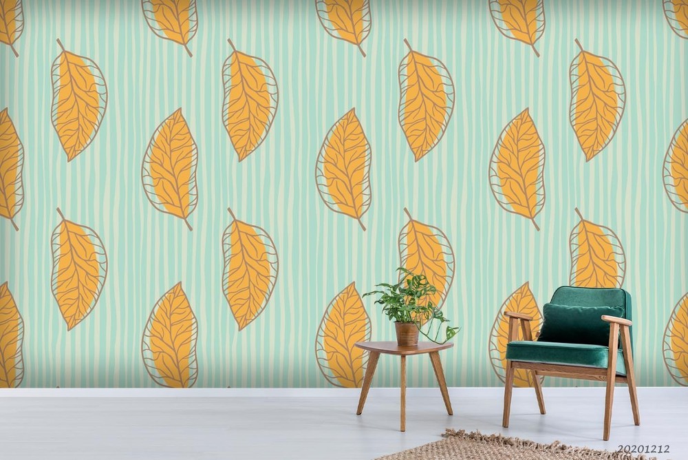 3D Hand-drawn Leaf Pattern Wall Murals Wallpaper Murals Wall Sticker