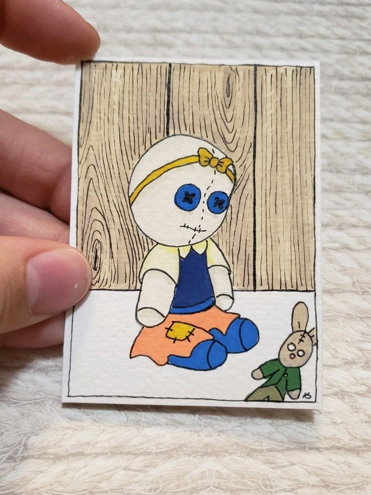 Original Aceo. Voodoo Doll. AcrylicAnd Ink. art by leximi