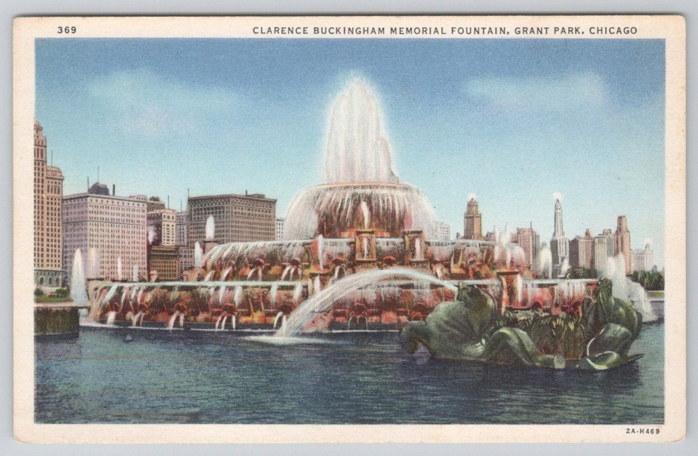 Buckingham Fountain Chicago 1933 World's Fair Linen Postcard Curt Teich