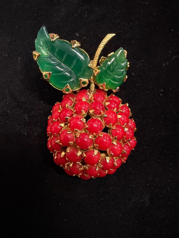 Vintage Schreiner New York Strawberry Cherry Brooch