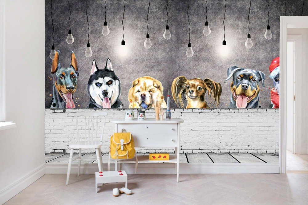 3D Pet Dog Light Bulb Illustration Wall Murals Wallpaper Murals Wall Sticker