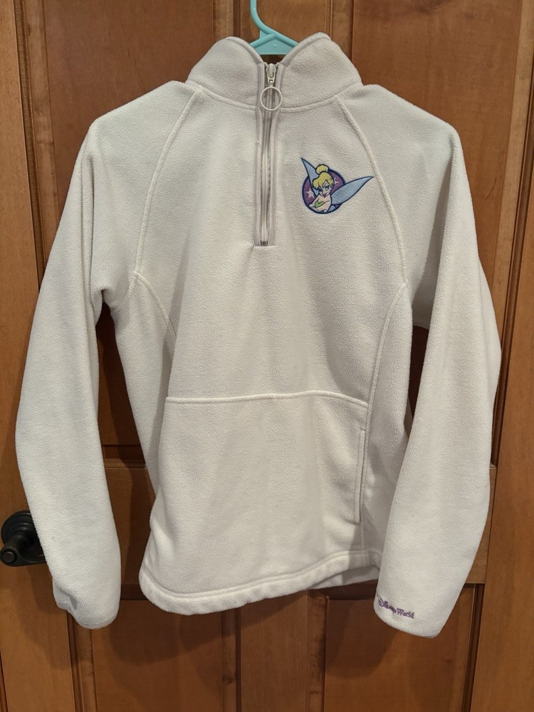 Walt Disney World Tinker Bell 1/4 Zip Fleece Sweatshirt Small Ivory