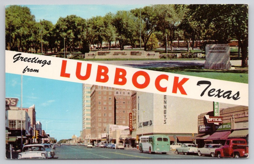 Lubbock Texas Vintage Postcard - Broadway & Mackenzie State Park 1950s Curteich