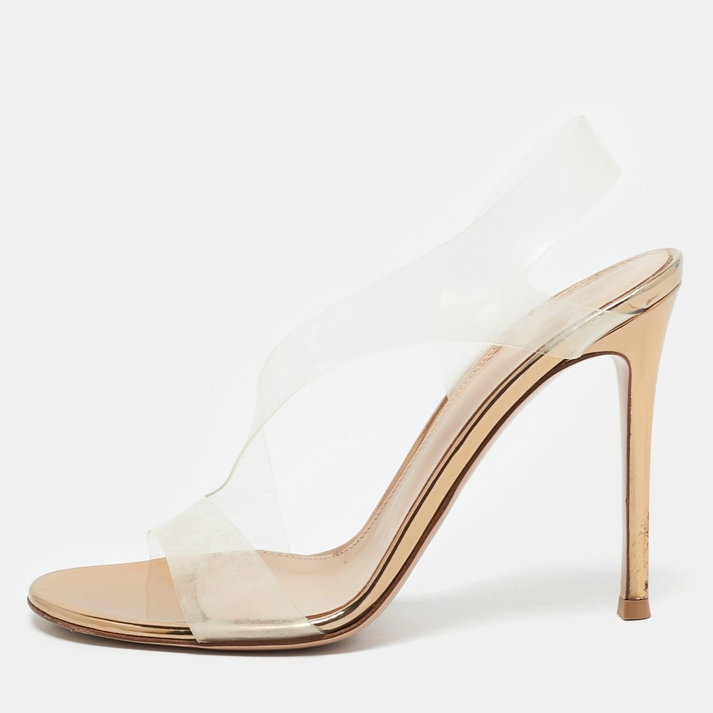 Gianvito Rossi PVC Metropolis Ankle Strap Sandals Size 37.5 Clear