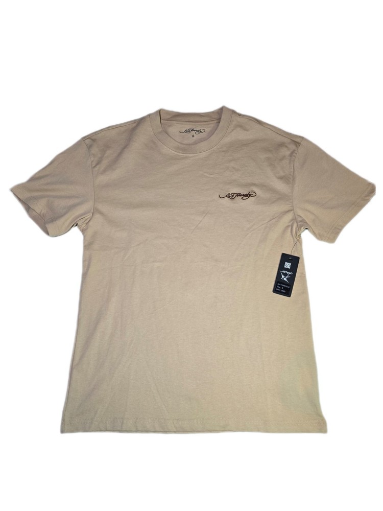 Ed Hardy Men’s Embroidered  Crewneck T-Shirt Sand Tan Size Small